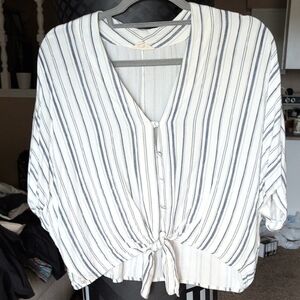 Black and White Boxy Dolman Sleeve Blouse